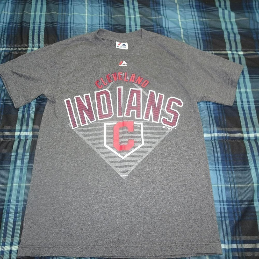 MLB Cleveland Indians Gray Majestic T-Shirt Size Small